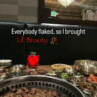 beef blue_glasses broot ear food glasses goyslop instagram instragram irl irl_background leaf light looking_at_you meat papyrus_font red_shirt red_skin seat smile stubble variant:impish_soyak_ears wilted_rose // 1109x1109 // 222.3KB