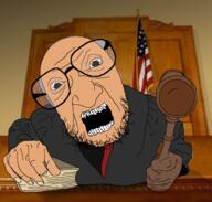 angry arm book gavel glasses hand holding_object irl_background judge large_nose open_mouth soyjak stubble variant:unknown white_skin // 600x573 // 198.3KB