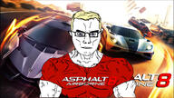 Asphalt_8 blue_eyes buff car closed_mouth looking_at_you muscles subvariant:muscular_chud variant:chudjak video_game yellow_hair // 1280x720 // 287.5KB