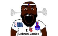 angry arm badge balding beard black_skin fume hair headband heart i_love lebron_james national_basketball_association nba open_mouth soyjak subvariant:science_lover text variant:markiplier_soyjak // 753x465 // 122.0KB