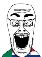 eyebrows eyes flag:south_african_republic forehead_lines glasses mustache nose open_mouth soyjak stubble teeth variant:cutejak // 437x599 // 12.2KB