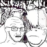 2soyjaks animated closed_mouth ear frown glasses meta:ai_generated no_nose scared sound soyjak stubble subvariant:soyak_(concerned) variant:impish_soyak_ears variant:soyak video // 512x512, 93.3s // 21.9MB