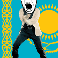 angry animated country dance flag flag:kazakhstan gangnam_style glasses kazakhstan open_mouth soyjak stubble variant:cobson // 300x460 // 514.2KB