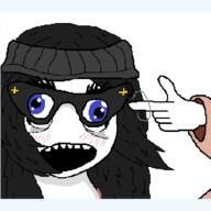 avengers bang beanie clothes female glasses hair hand pointing variant:soytan // 512x512 // 48.0KB