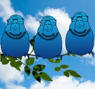 3soyjaks blue_skin branch calm leaf sky smile variant:budgiejak // 1192x1110 // 1.5MB