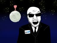 3soyjaks angry central_intelligence_agency closed_mouth clothes ear glasses moon mustache name_tag necktie night nighttime open_mouth pink_skin sky smile soyjak stars stubble suit sunglasses text variant:feraljak variant:impish_soyak_ears white_skin worm // 2732x2048 // 462.4KB