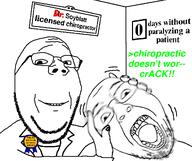 2soyjaks ack award blur certificate chiropractic chiropractor clothes drawn_background frame glasses greentext hand open_mouth soyjak stubble subvariant:wholesome_soyjak text variant:bernd variant:gapejak // 1300x1087 // 267.1KB