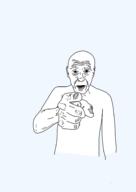 bald hardcore_pawn les_gold nails old open_mouth pointing pointing_at_viewer realistic shaved teeth variant:goldjak wrinkles // 1000x1414 // 102.3KB