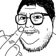 biting_lip closed_mouth ear fat finger fingernail glasses goth hair hand middle_finger mustache obese pointy_ears stubble subvariant:fat_emo_kid template tipster transparent_background variant:thunderf00t // 529x529 // 15.3KB