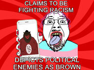 distorted holding_phone meme nazism open_mouth red spiral subvariant:branigger text tranny transgender_flag trend:slopjak variant:bernd variant:brandon variant:meximutt // 4032x3024 // 1.2MB