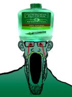 alcohol blood bloodshot_eyes ear flavorjak glasses green_cross green_skin large_ear medicine mucus no_teeth rubbing_alcohol soyjak stretched_mouth stubble subvariant:longplier variant:markiplier_soyjak // 900x1215 // 464.6KB