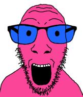 blue_glasses doll_(user) glasses open_mouth pink_skin small_eyes soyjak stubble variant:dylanjak // 552x650 // 28.1KB