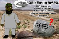 arab arm bandana beard boot brown_eyes closed_mouth crescent crescent_and_star eyebrows frown full_body glasses hadith hand head irl irl_background irritated islam looking_to_the_right muslims nigger objectsoy pantone_448_c rock rotten_teeth shitskin soyjak star stubble subvariant:neutralplier subvariant:soyak_(irritated) subvariant:tetojak sweating sweaty text thick_eyebrows thought_bubble variant:feraljak variant:markiplier_soyjak variant:soyak yellow_sclera // 1280x853 // 1.4MB