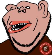 amerimutt brown_shirt brown_skin chipotle clothes ear hair lips mexico mutt open_mouth soyjak stubble subvariant:impish_amerimutt teeth variant:impish_soyak_ears // 598x628 // 39.4KB
