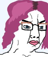 angry blue_eyes closed_mouth glasses hair long_hair pink_hair soyjak variant:chudjak // 639x762 // 102.0KB