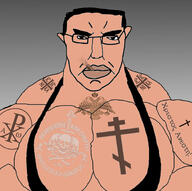background black_eyes buff chirho christian_cross christian_identity christianity chud cigarette cross crucifix eastern_orthodox glasses greek_eagle greek_text hair icxcnika knife mge orthodox orthodox_cross orthodoxy skull soldier_(team_fortress_2) symbol template union_of_orthodox_banner_bearers variant:chudjak vein white_skin // 1800x1788 // 423.8KB