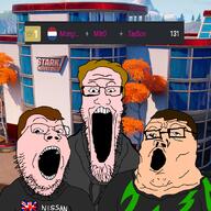 2020 3soyjaks Mitro Mongraal Tayson brown_hair fortnite glasses netherlands pink_skin soyjak united_kingdom variant:gapejak variant:markiplier_soyjak variant:tony_soprano_soyjak white_skin // 850x850 // 716.5KB