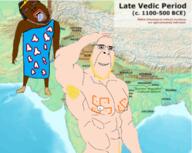 2soyjaks armpit black_skin blond buff closed_mouth clothes full_body glasses hair history indian mustache naked open_mouth smile stubble swastika tongue variant:bernd variant:cobson white_skin yellow_hair yellow_teeth // 762x607 // 750.4KB