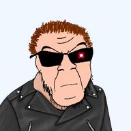 arnold_schwarzenegger brown_hair cool cyborg glasses leather_jacket neutral_smile red_eye red_eyes stubble sunglasses terminator variant:feraljak // 1024x1024 // 168.5KB