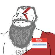 KEEP_THINKING_ON_ME_KEEP_TAKING_LESSONNNNNNNNNNNSSSSSSSSSSSSSSS Warrior-Z(user) artist:toniylijani buff closed_mouth eyes_like_the_o-o-cean gray_hair greek_mythology hello_my_name_is_(sticker) kratos male_pattern_baldness meta:revjak muscular_male nipple old series:keep_raging_on_them subvariant:mexiaryan variant:meximutt warrior-philisopher // 886x872 // 34.4KB