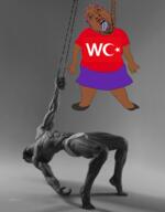 arm bloodshot_eyes brown_skin clothes country crying dead flag full_body gigachad hair hand hanging leg open_mouth purple_hair rope soyjak suicide tongue tranny turkiye variant:bernd // 779x996 // 331.3KB