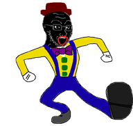 animated blackface bowtie buttoned_shirt clothes coon dance ext=gif glove kick minstrel_show minstrelsy nigger overalls red_lips shoe variant:soyak // 498x469 // 101.2KB