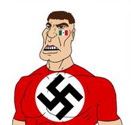 aryan brown_eyes flag:mexico flag:nazi_germany mexico nazi_flag nazi_germany nazi_swastika nazism subvariant:mexibrute swastika variant:meximutt // 1133x1080 // 252.8KB
