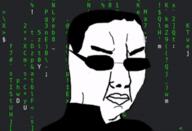 angry animated character closed_mouth clothes glasses hair matrix soyjak variant:chudjak // 600x408 // 1.6MB