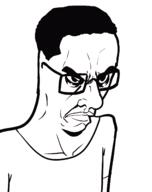 arm closed_mouth clothes glasses hair soyjak subvariant:chudjak_seething template tshirt variant:chudjak // 1240x1568 // 217.5KB