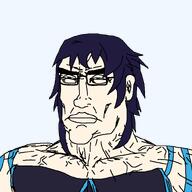 Orkastle anime glasses jrpg short_hair subvariant:muscular_chud variant:chudjak // 799x799 // 45.2KB