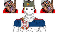 4soyjaks albania army bloodshot_eyes clothes crying flag flag:albania flag:serbia hat military military_hat open_mouth psycho schizo serbia soyjak stubble subvariant:brunetto subvariant:chudjak_front subvariant:muscular_chud tongue variant:bernd variant:chudjak yellow_teeth // 1920x1080 // 413.2KB