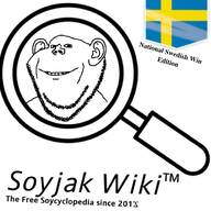 flag flag:sweden logo magnifying_glass soyjak soyjak_wiki stubble sweden swedish_wiki_logo_contest teeth text thrembo variant:impish_soyak_ears // 1000x1000 // 308.8KB