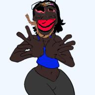 arm big_thighs blue_shirt blush blushing body breasts brown_skin crop_top cute cute_girl female femjak genderbend glasses goddess grey_pants hair hand jartycuck oh_my_god_she_is_so_attractive open_mouth red_eyes rope sisa slopjak smile subvariant:chudjak_front subvariant:jartycuck thighs variant:chudjak variant:soytan // 500x500 // 74.5KB