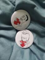 badge chud chuddie heart holding_heart in_real_life irl irl_soy picture pins subvariant:wholesome_soyjak variant:chudjak variant:gapejak // 483x644 // 386.2KB