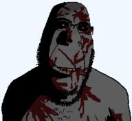 ack animated biting_lip blood distorted evil glasses ominous open_mouth red_eyes shadow smile soyjak stubble subvariant:hornyson variant:cobson yellow_teeth // 270x246 // 20.8KB
