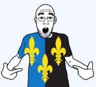 arm british clothes ear flag flag:monmouthshire fleur-de-lys glasses hair hand monmouthshire open_mouth pointing scotland soyjak stubble teeth tshirt united_kingdom variant:shirtjak // 1236x1118 // 111.7KB