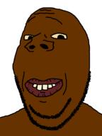 black_skin closed_mouth shieet smile stubble subvariant:wholesome_soyjak teeth tyrone variant:gapejak yellow_sclera // 600x800 // 22.6KB