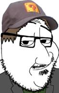 brimmiest_comments_section☣️☣️☣️_do_not_enter☣️☣️☣️ brown_hair cap closed_mouth clothes glasses hair hat meta:get mustache smile smug soyjak stubble v_(4chan) variant:smugjak vinesauce vinny // 554x863 // 92.8KB