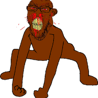 angry animated blood bloodshot_eyes brown_skin clenched_teeth cracked_teeth dance ear glasses hand leg monkey_dance nosebleed red_eyes soyjak stubble subvariant:feralrage text variant:feraljak vein yellow_teeth // 570x537 // 73.5KB