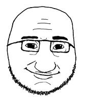 beard closed_mouth glasses smile soyjak stubble template variant:vaxdad // 648x745 // 30.1KB