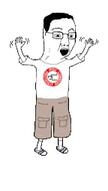 animated arm clothes glasses hair hand hands_up leg music nazism open_mouth pol_(4chan) sound soyjak swastika tshirt variant:chudjak video // 144x254, 243s // 8.5MB