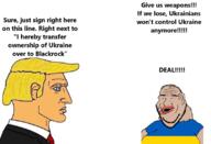 amerimutt blackrock brown_skin chad clothes donald_trump nordic_chad suit ukraine ukrainian_flag // 808x553 // 217.5KB