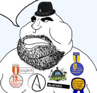 atheism award beard blacked blacked_com fedora i_fucking_love_science neckbeard reddit soy soylent speech_bubble speech_bubble_empty subvariant:neckbeard_meximutt transparent_background upside-down_cross variant:meximutt // 888x849 // 141.8KB