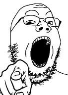 bald gape gaping_mouth glasses hand nails open_mouth pointing pointing_at_viewer soyjak stubble template variant:gapejak // 612x857 // 18.0KB