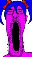 blue_hair bow bury_pink_gril closed_eyes glasses hair open_mouth pink pink_skin s4s_(4chan) soyjak stubble variant:james_youniverse // 323x570 // 21.9KB