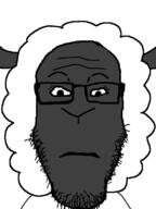 animal_ears animal_nose closed_mouth eyelashes fur glasses grey_skin neutral sheep sheepjak stubble subvariant:neutralplier variant:markiplier_soyjak white_background // 600x800 // 80.4KB