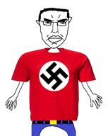 arm belt clothes facing_front front_facing full_body glasses jeans looking_at_you millions_must_die red_shirt swastika tshirt variant:chudjak // 927x1165 // 349.5KB