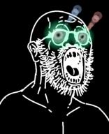 beard black_skin ear glasses glowing_eyes inverted open_mouth soyjak stubble thougher variant:gapeboy // 434x533 // 59.5KB