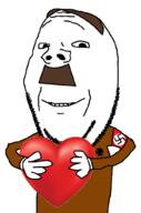 adolf_hitler arm brown_hair closed_mouth flag:nazi_germany hair hand heart holding_heart holding_object iron_cross mustache nazism smile soyjak stubble subvariant:wholesome_soyjak swastika variant:gapejak // 676x1021 // 111.5KB