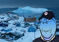 angry bald baseball_cap blood blue blue_skin building calm closed_eyes closed_mouth clothes cold cool ear earless glacier glasses gradient greenland hat house ice irl_background jacket sea smile snow soyjak stretched_chin stretched_mouth stubble subvariant:feralrage subvariant:wholesome_soyjak town variant:feraljak variant:gapejak village water winter yellow_teeth // 1280x914 // 1.4MB